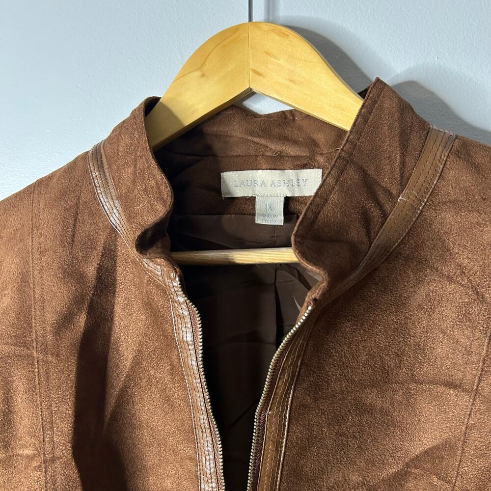 Laura Ashley Brown Suede Zip-Front Jacket - Picture 5 of 10